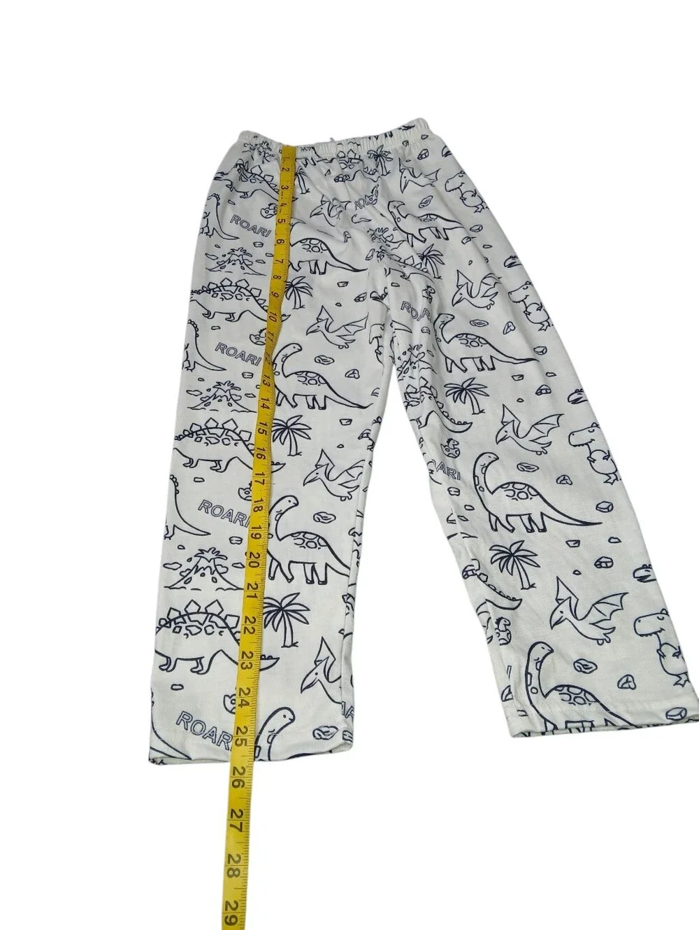 Kids White & Navy Dinosaur Pajama Pants